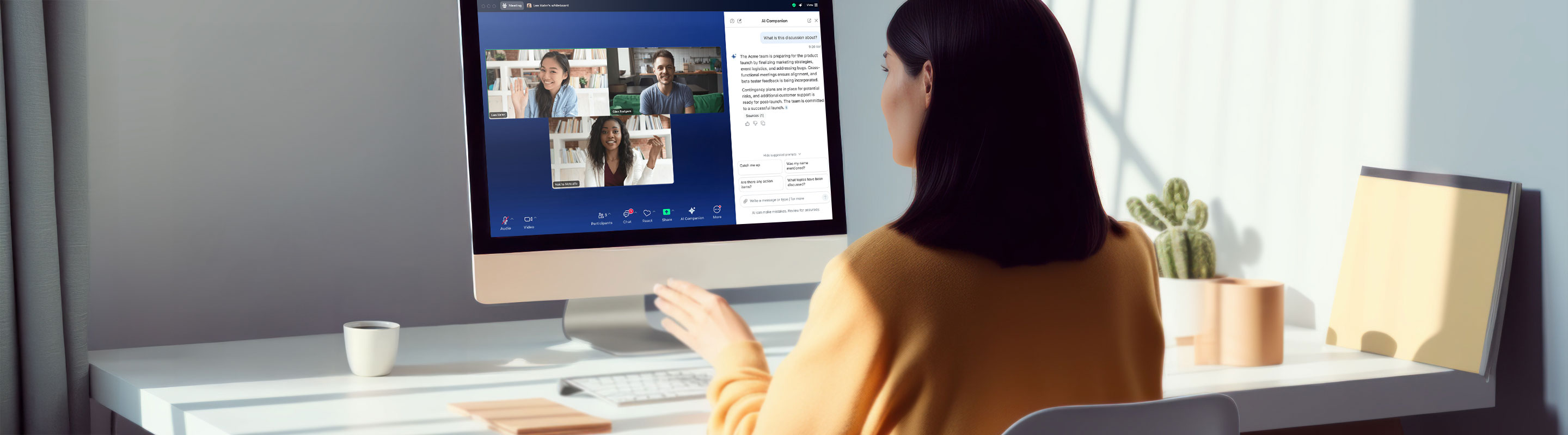 Employee learning about unified communications.
